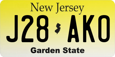 NJ license plate J28AKO