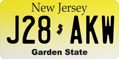 NJ license plate J28AKW