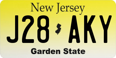 NJ license plate J28AKY