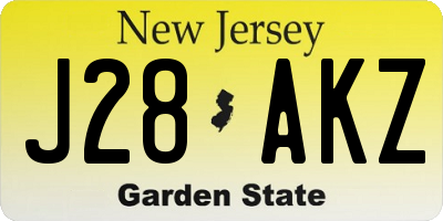 NJ license plate J28AKZ