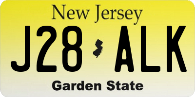 NJ license plate J28ALK