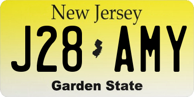 NJ license plate J28AMY