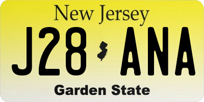 NJ license plate J28ANA