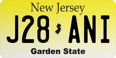 NJ license plate J28ANI