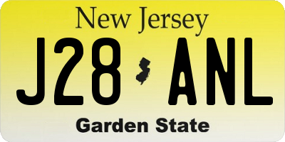 NJ license plate J28ANL