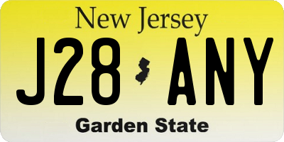 NJ license plate J28ANY