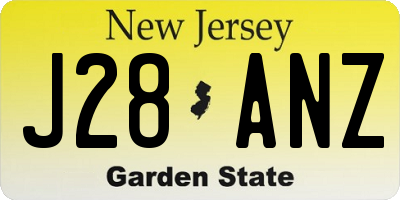 NJ license plate J28ANZ