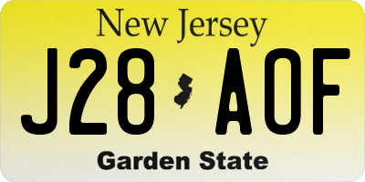 NJ license plate J28AOF