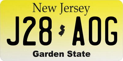 NJ license plate J28AOG