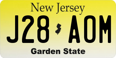 NJ license plate J28AOM