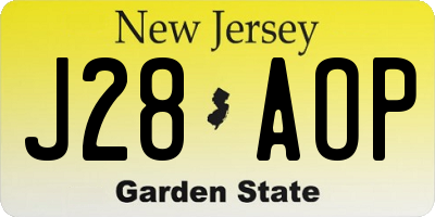 NJ license plate J28AOP