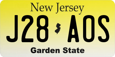 NJ license plate J28AOS