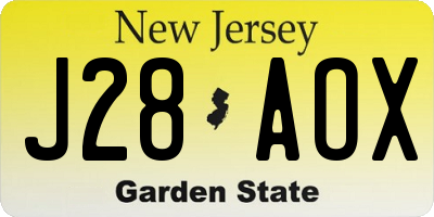 NJ license plate J28AOX