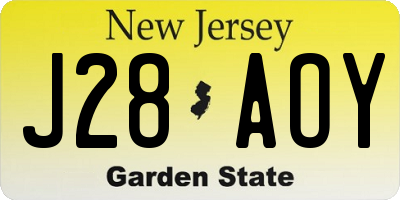 NJ license plate J28AOY