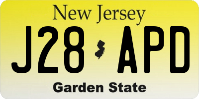 NJ license plate J28APD