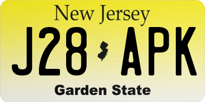 NJ license plate J28APK