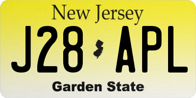 NJ license plate J28APL