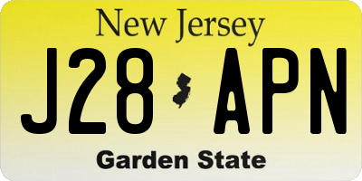 NJ license plate J28APN