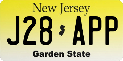 NJ license plate J28APP