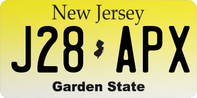 NJ license plate J28APX