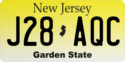 NJ license plate J28AQC