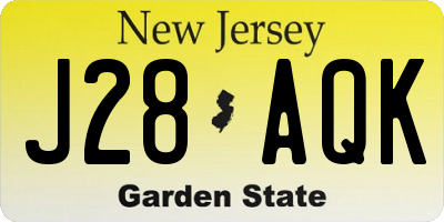 NJ license plate J28AQK