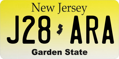NJ license plate J28ARA