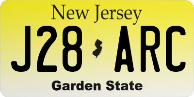 NJ license plate J28ARC