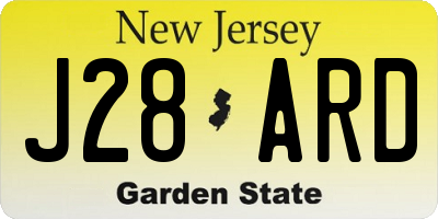 NJ license plate J28ARD