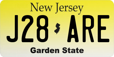 NJ license plate J28ARE