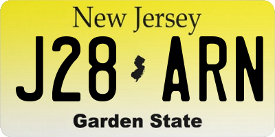 NJ license plate J28ARN