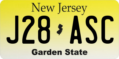 NJ license plate J28ASC