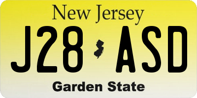 NJ license plate J28ASD