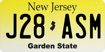 NJ license plate J28ASM