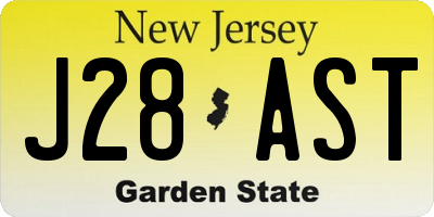 NJ license plate J28AST