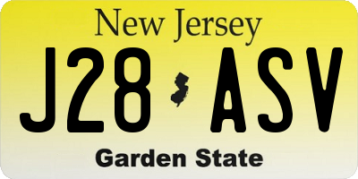 NJ license plate J28ASV
