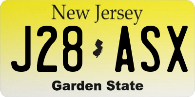 NJ license plate J28ASX