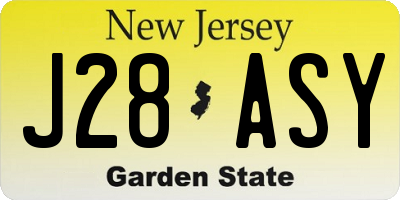 NJ license plate J28ASY