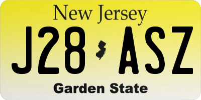 NJ license plate J28ASZ