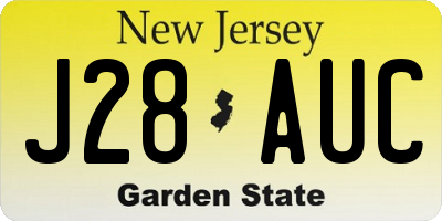 NJ license plate J28AUC
