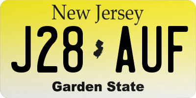 NJ license plate J28AUF