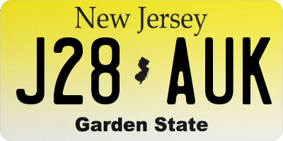 NJ license plate J28AUK