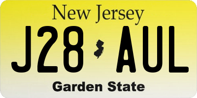 NJ license plate J28AUL