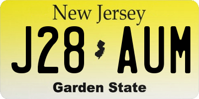NJ license plate J28AUM