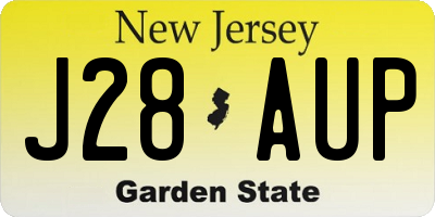 NJ license plate J28AUP