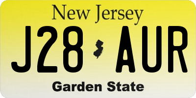 NJ license plate J28AUR
