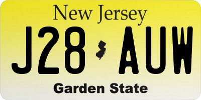 NJ license plate J28AUW