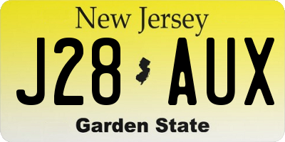 NJ license plate J28AUX
