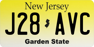 NJ license plate J28AVC