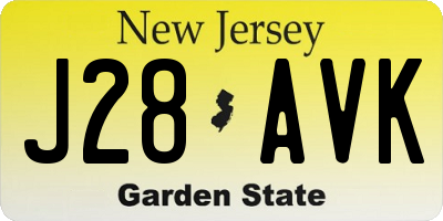NJ license plate J28AVK